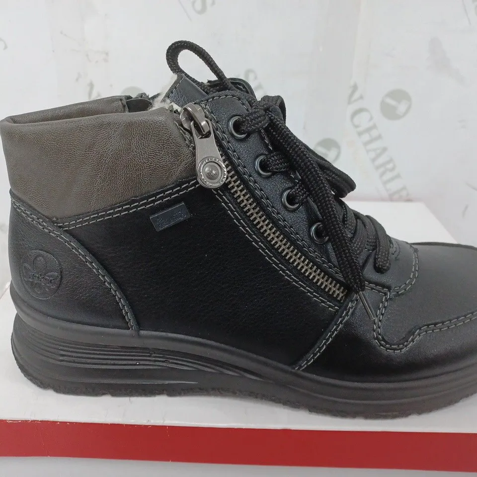 BOXED RIEKER WATER RESISTANT BOOTS IN BLACK - SIZE 38