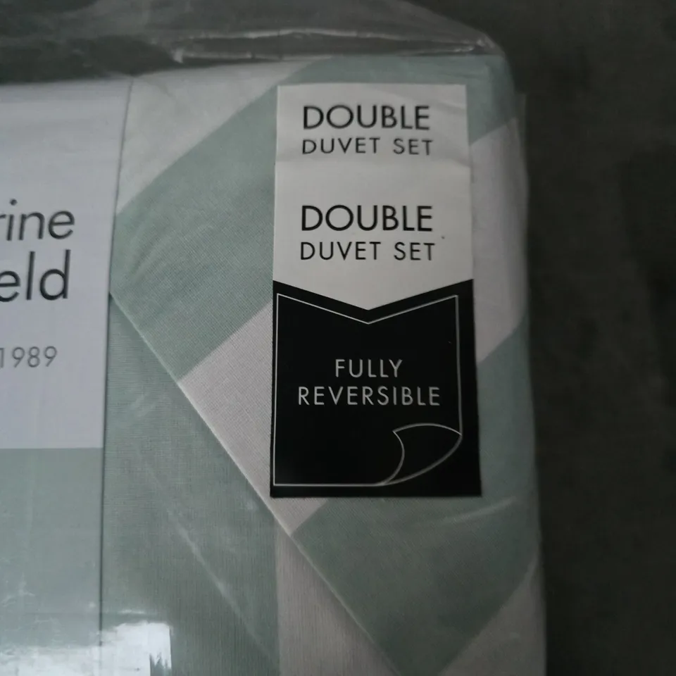 CATHERINE LANSFIELD DOUBLE DUVET SET – LIGHT BLUE/WHITE, FULLY REVERSIBLE