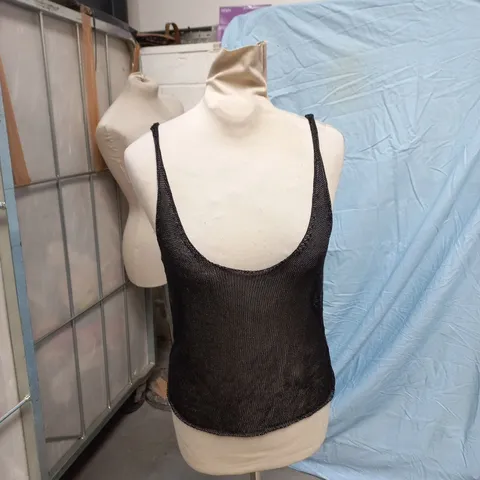 EDIKTED WOMEN'S BLACK METALLIC KNIT TANK TOP – SIZE M