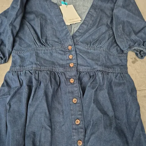 NOBODY'S CHILD BLUE DENIM MINI DRESS – UK 10 (EU 38, USA 6)