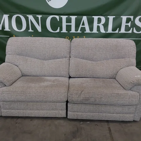 QUALITY BRITISH DESIGNER G PLAN POWER RECLINING THREE SEATER SOFA LIGHT GREY FABRIC 