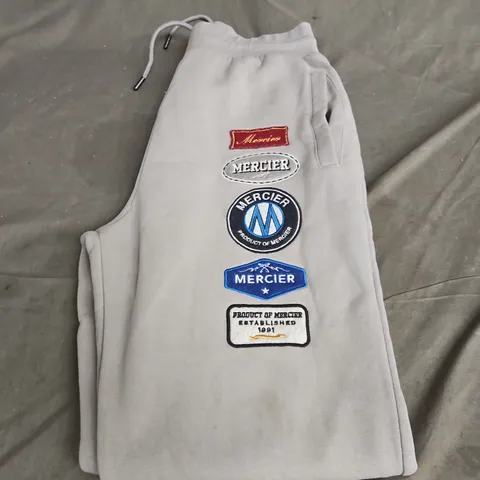 MERCIER GREY JOGGERS WITH LOGO PATCHES -SIZE S
