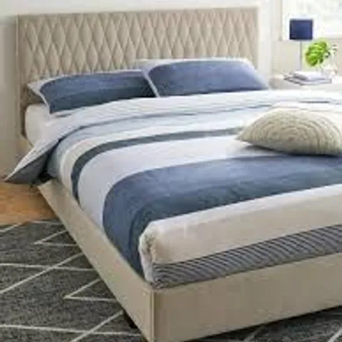 BOXED ASHTON DOUBLE FABRIC BED FRAME - LIGHT GREY (3 BOXES)