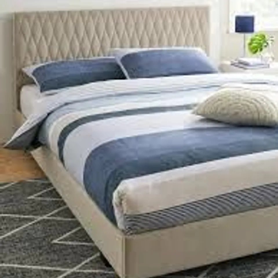 BOXED ASHTON DOUBLE FABRIC BED FRAME - LIGHT GREY (3 BOXES)