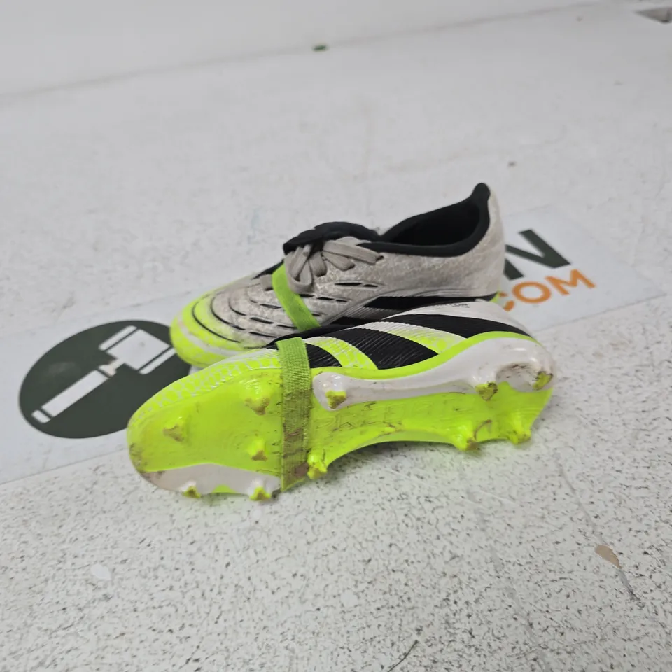 ADIDAS PREDATOR KIDS FOOTBALL BOOTS – GREY/NEON, UK 10 (US 10K)