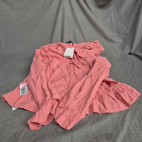 UK 8 BRITNEY RUFFLE BLOUSE - SOFT PINK (EU 36)