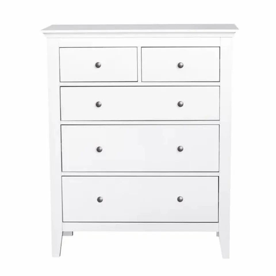 BOXED LYNTON WHITE 5 DRAWER CHEST