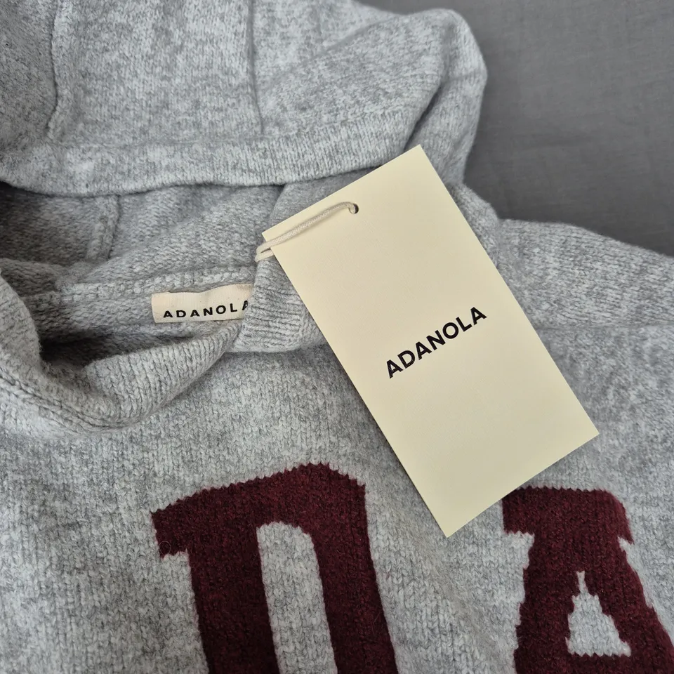 ADANOLA OVERSIZED KNIT HOODIE IN GREY - XL