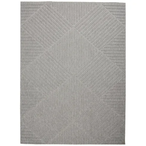 OUTDOOR INDOOR RUG BY COZUMEL NOURISON CZM05 STRIPES 3D MODERN LIGHT GREY RUG (160X221CM)