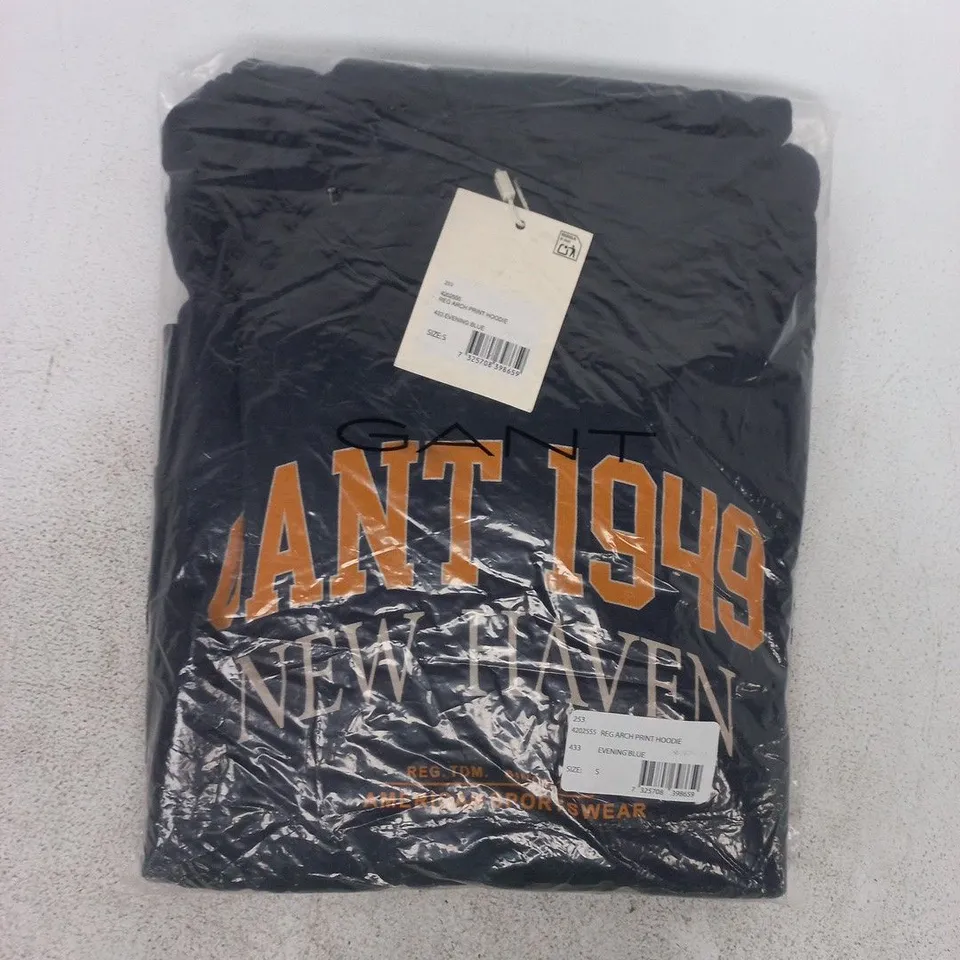 BAGGED GANT REG ARCH PRINT HOODIE IN EVENING BLUE SIZE SMALL