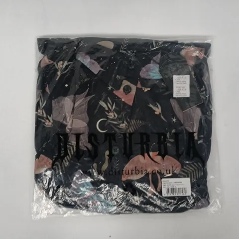 BAGGED DISTURBIA NIGHTMOTH MIDI SHIRT DRESS IN BLACK/MULTI SIZE UK 6