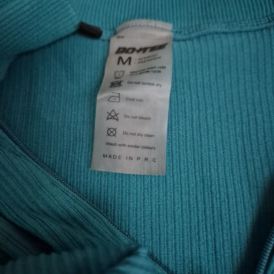 BONTEE CROPPED ZIP HOODIE, TEAL, SIZE M