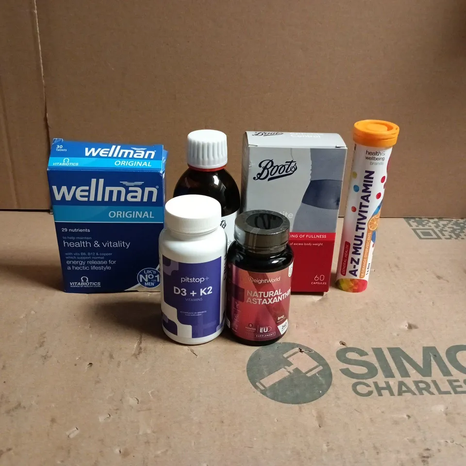 TOTE OF APPROXIMATELY 20 ASSORTED VITAMINS/SUPPLEMENTS TO INCLUDE BOOTS APPETITE CONTROL, MULTIVITAMIN, WELLMAN HEALTH AND VITALITY ETC