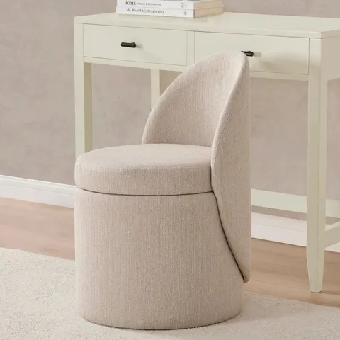 BOXED DUSK PRIMROSE DRESSING TABLE STORAGE STOOL - STONE GREY (1 BOX)