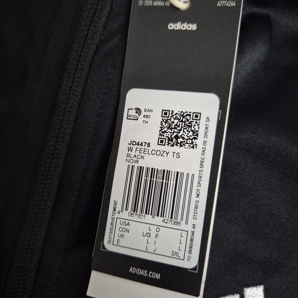 ADIDAS FEELCOZY TRACKSUIT JACKET BLACK - UK L 16-18