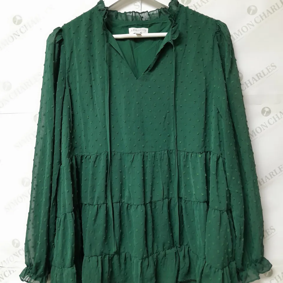 APRICOT LADIES LONG SLEEVED LAYERED TOP GREEN SIZE 14