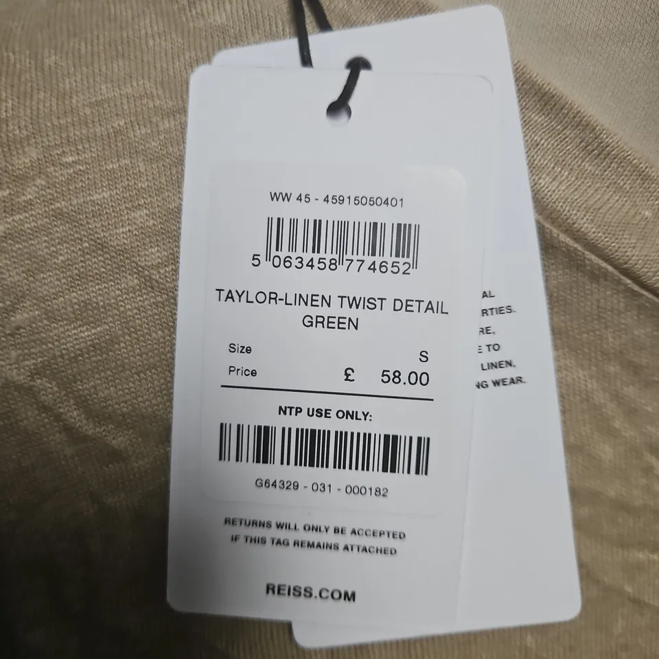 REISS TAYLOR-LINEN TWIST DETAIL IN GREEN - S