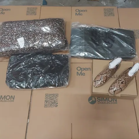 PALLET CONTAINING APPROXIMATELY 110x ASSORTED BRAND NEW DESIGNER CLOTHING ITEMS AND SHOES INCLUDING: SIMPLY BE LEOPARD COATS, SIMPLY BE BLACK BOMBER JACKETS, SIMPLY BE WORKWEAR JACKETS, JD WILLIAMS H