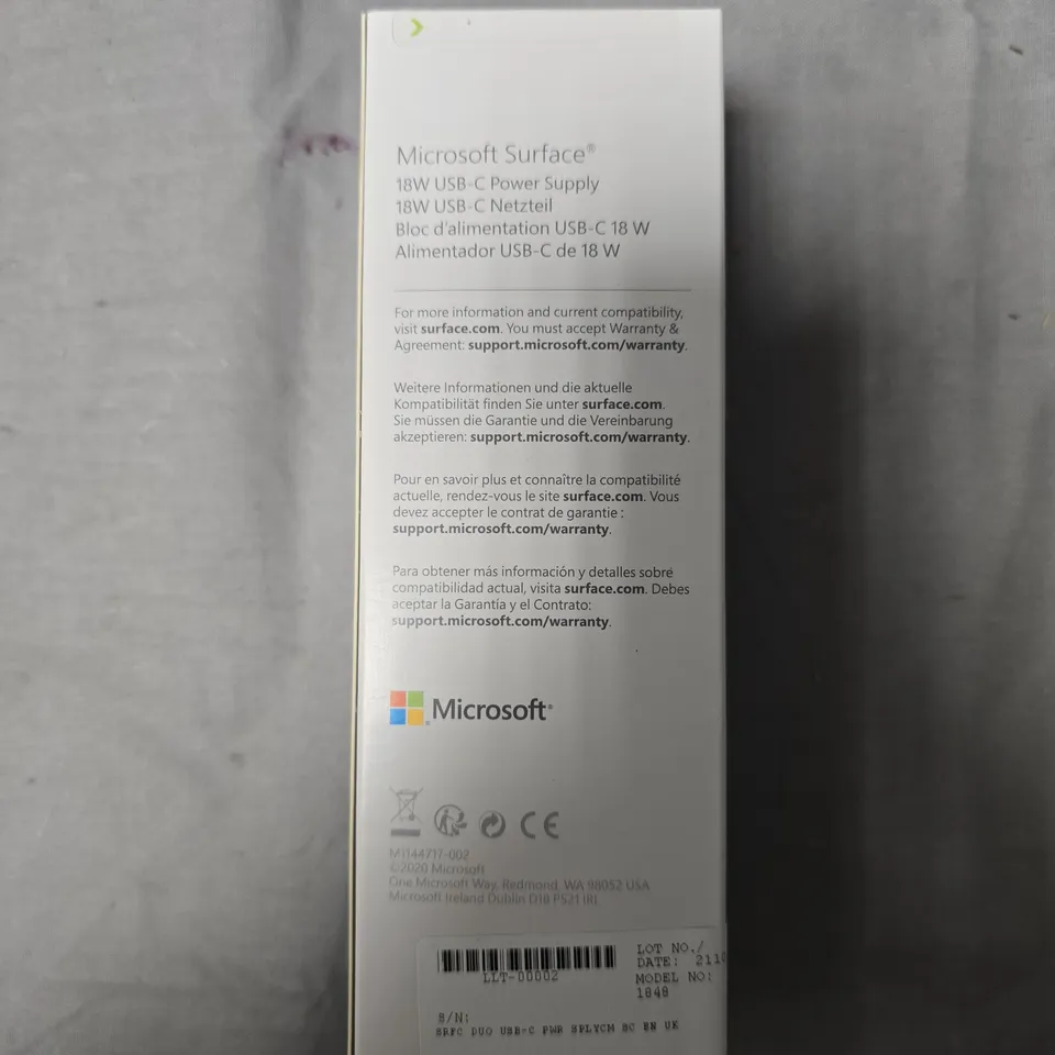 SEALED MICROSOFT SURFACE 18W USB-C POWER SUPPLY FOR SURFACE DUO