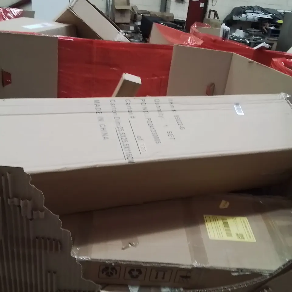 PALLET OF ASSORTED HOUSEHOLD GOODS AND PRODUCTS TO INCLUDE;BED FRAME,POTTY TRAINER,SOLAR PANEL BATTERY 