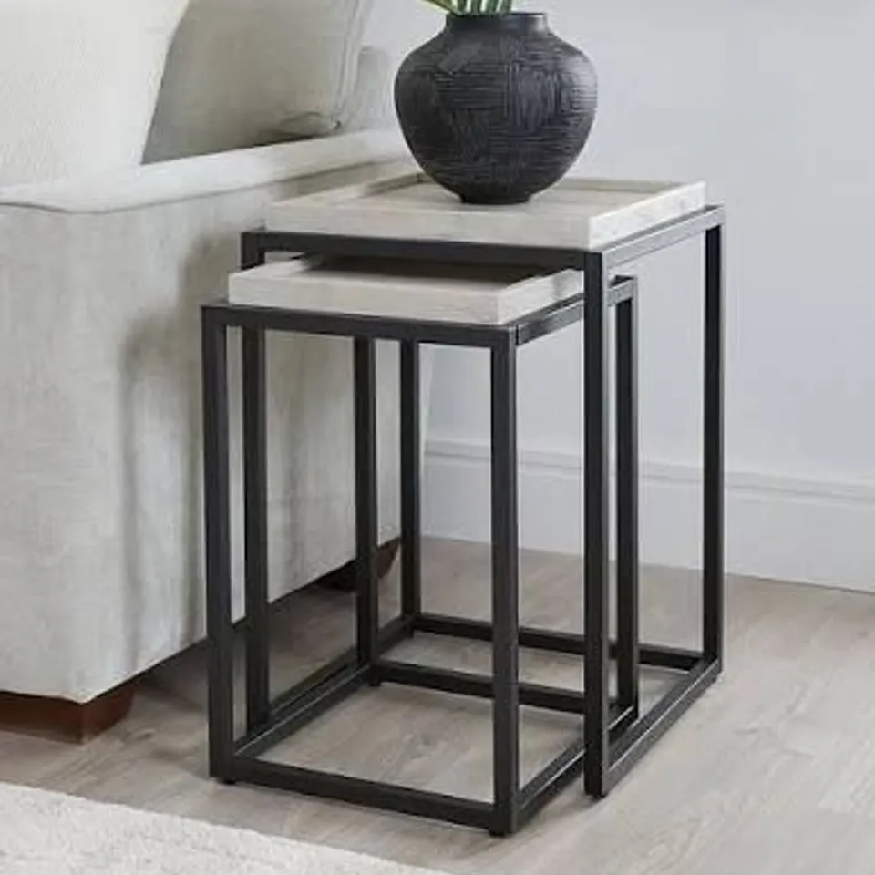 BOXED ORAN NEST OF TABLES - BLACK/WHITE