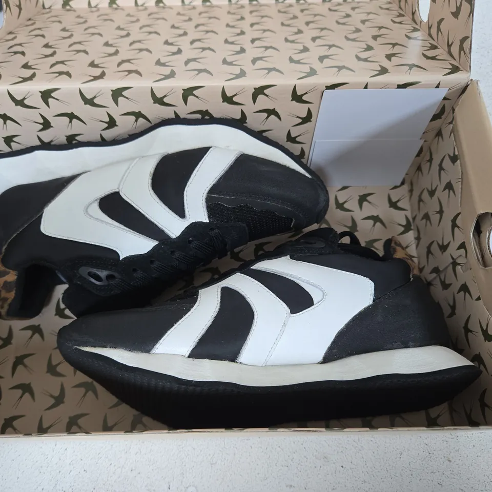 RAVEL INNES RL674 BLACK LEATHER SNEAKERS, UK 3 (EUR 36)