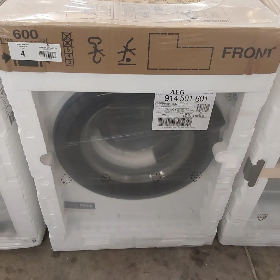 AEG PROSTEAM LFR74944UD 9 KG 1400 RPM WASHING MACHINE - WHITE & BLACK