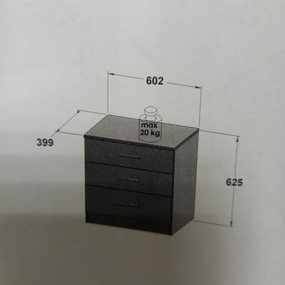 PANAMA 3 DRAWER WIDE BEDSIDE CABINET (COLLECTION ONLY) RRP £99