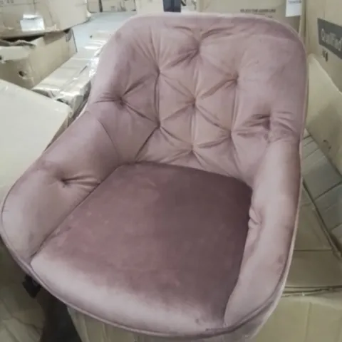 BOXED PAIR OF FABRIC UPHOLSTERED DUSTY PINK SIDE/DINING CHAIRS