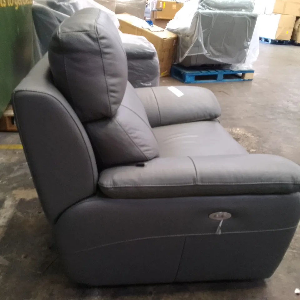 QUALITY ITALIAN DESIGNER PATRIZIO SMALL ARMS ELECTRIC RECLINER CHAIR - ANTHRACITE GREY LEATHER