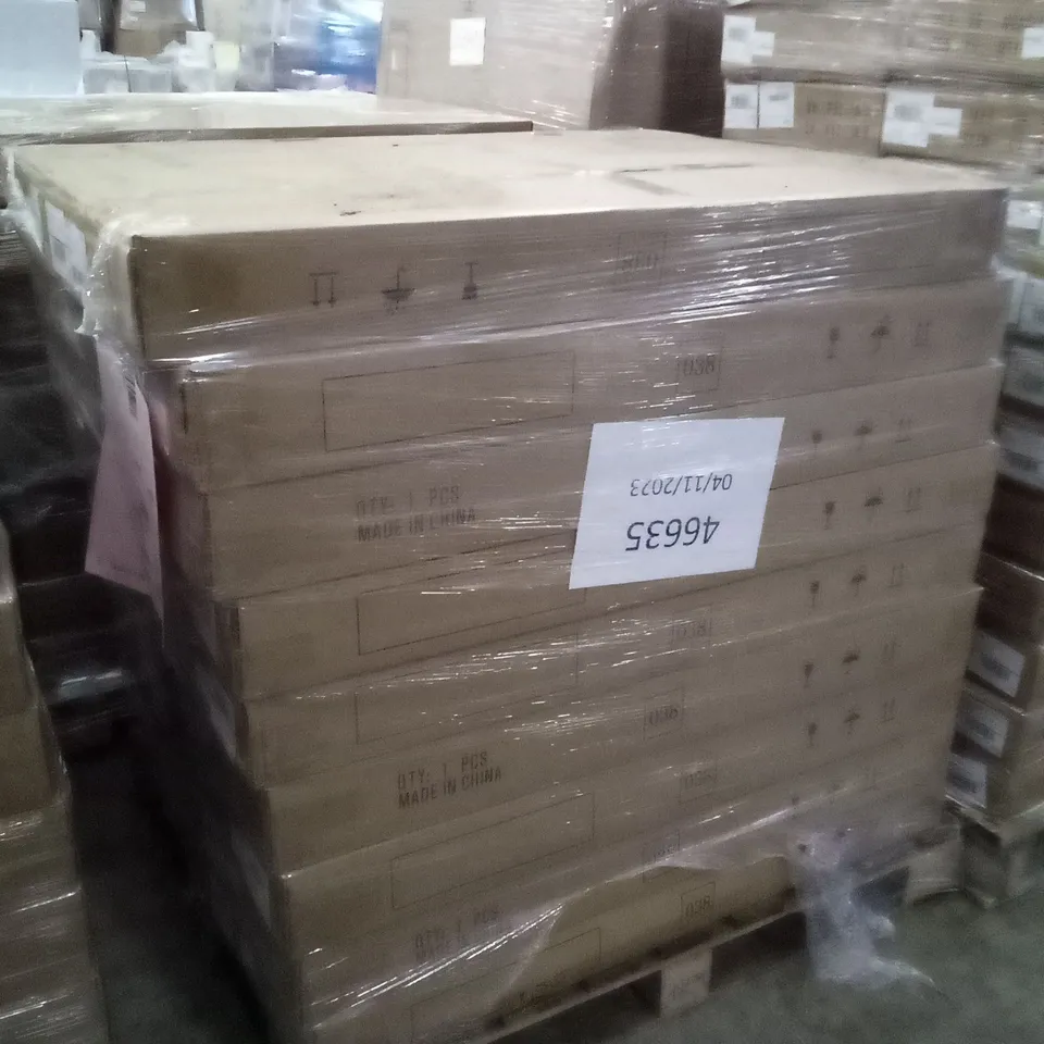 PALLET OF APPROXIMATELY 18 BOXED L-SHAPED COMPUTER DESKS 