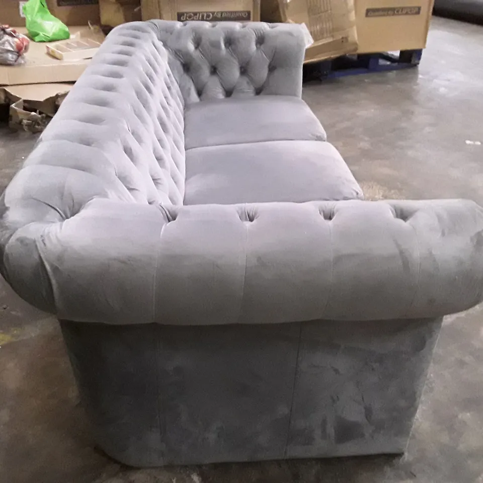 QUALITY DESIGNER ANZLA 3 SEATER SOFA - GREY SUADE FABRIC