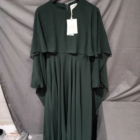 VEILED NEW YORK EMERALD DRAPED CHIFFON MAXI DRESS – SIZE S
