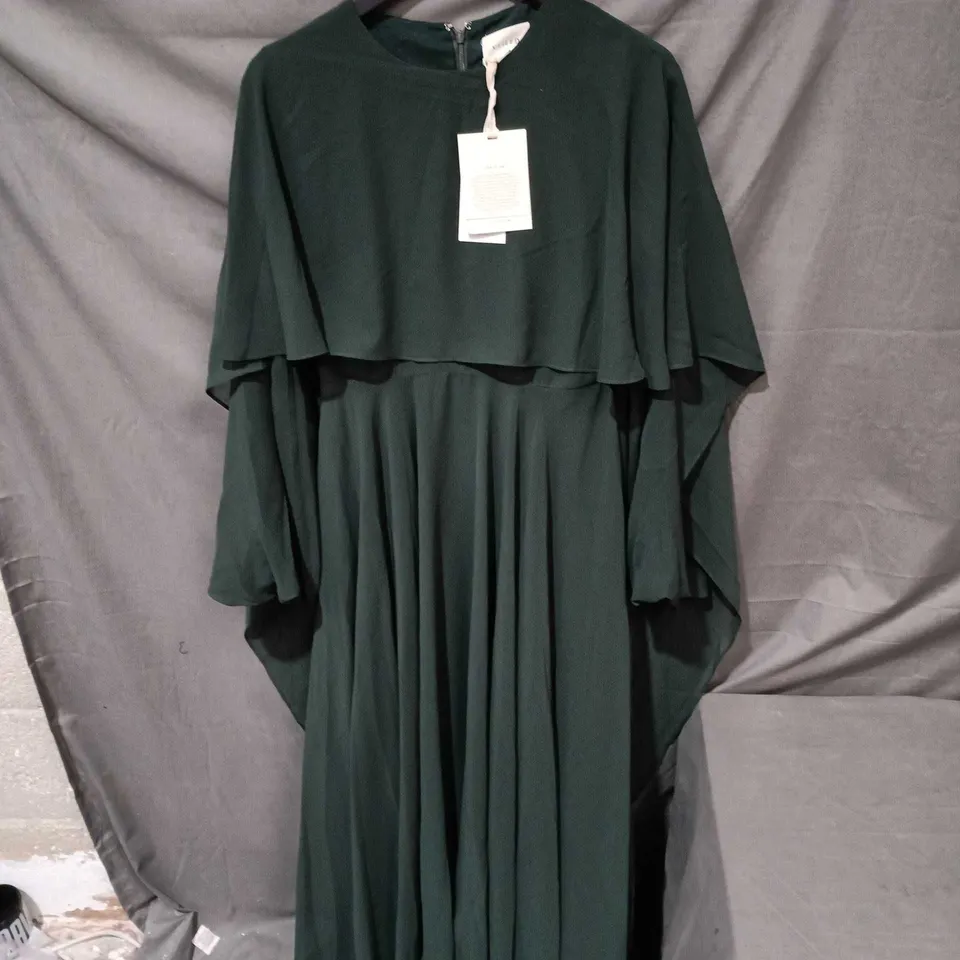 VEILED NEW YORK EMERALD DRAPED CHIFFON MAXI DRESS – SIZE S