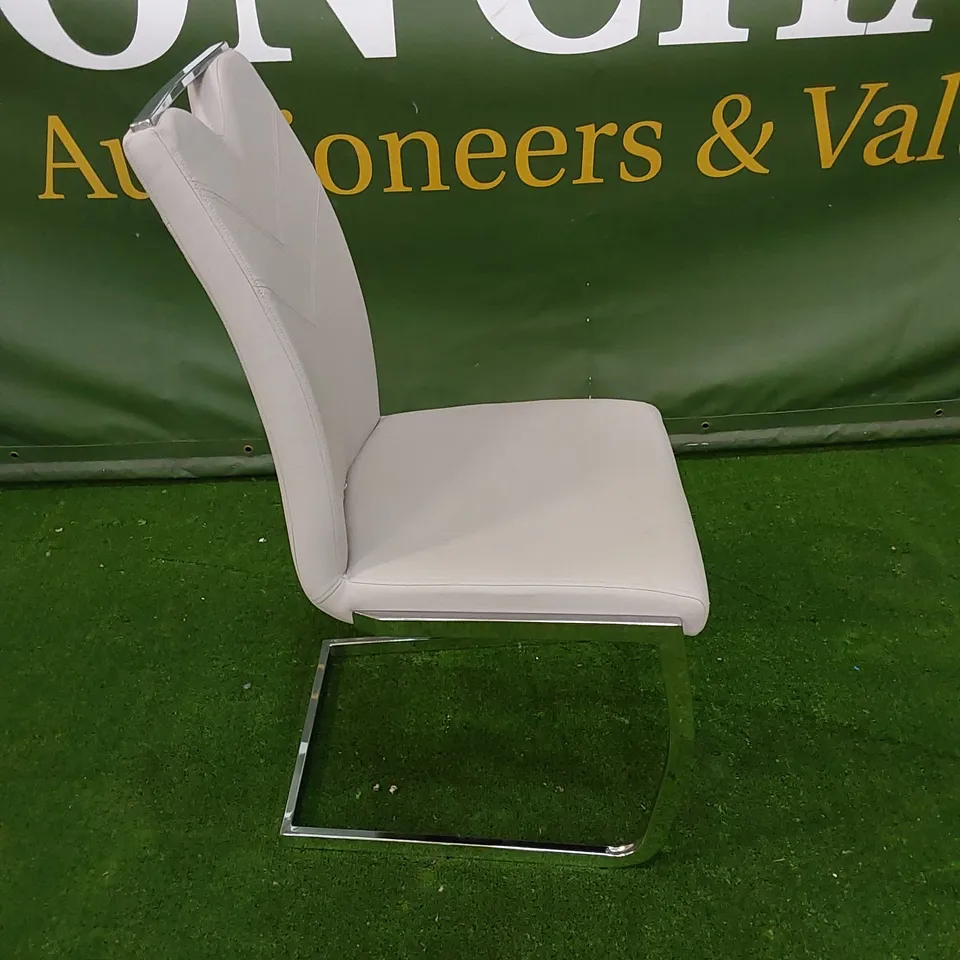 DESIGNER METAL AND LEATHER DINING CHAIR 