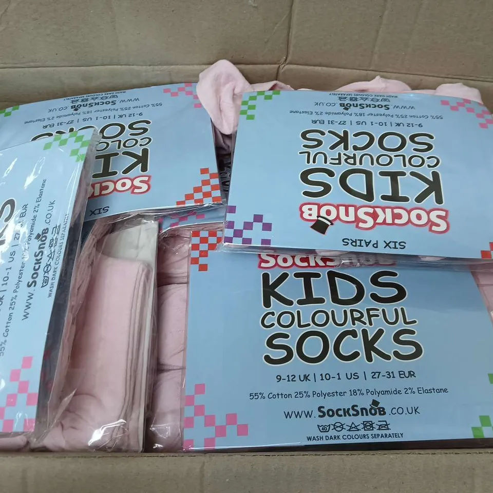 APPROXIMATELY 400 ASSORTED SNOCK SNOB KIDS COLOURFUL SOCKS TO INCLUE PALE PINK (9-12) & LIGHT PINK (12-3) - COLLECTION ONLY