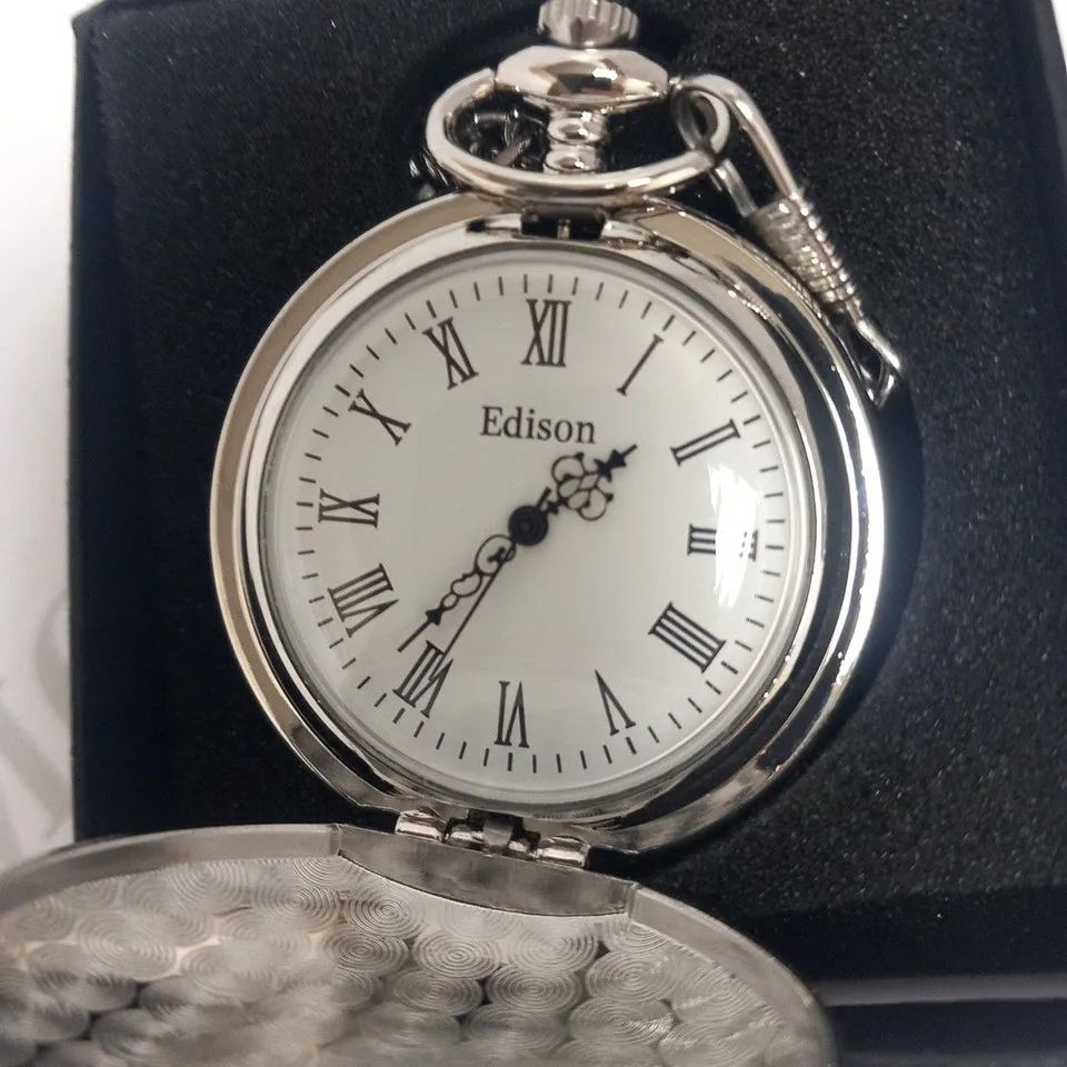 MENS EDISON POCKET WATCH WITH CHAIN – BRAND NEW IN BOX
