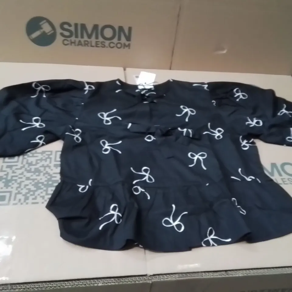 BOXED BRAND NEW APPROXIMATELY 6 SIMPLY BE BLACK BOW FRONT BLOUSE SIZE 12