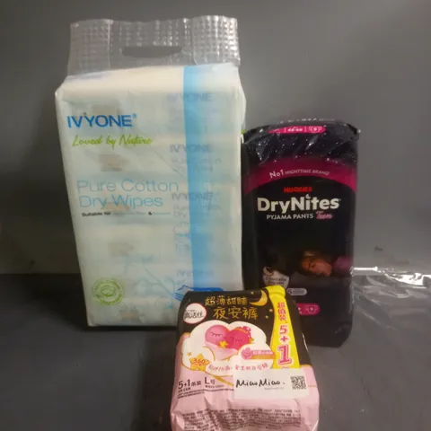 APPROXIMATELY 9 PACKS OF FEMININE HYGIENE AND INCONTINENCE PADS