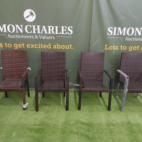 SET OF 4 CHOCOLATE MIX RATTAN CHAIRS