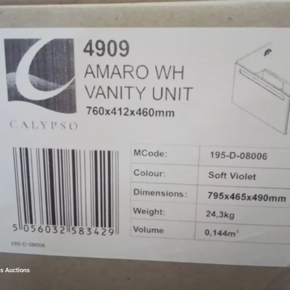 PALLET OF APPROXIMATELY 8 AMARO WALL HUNG VANITY UNITS SOFT VIOLET 