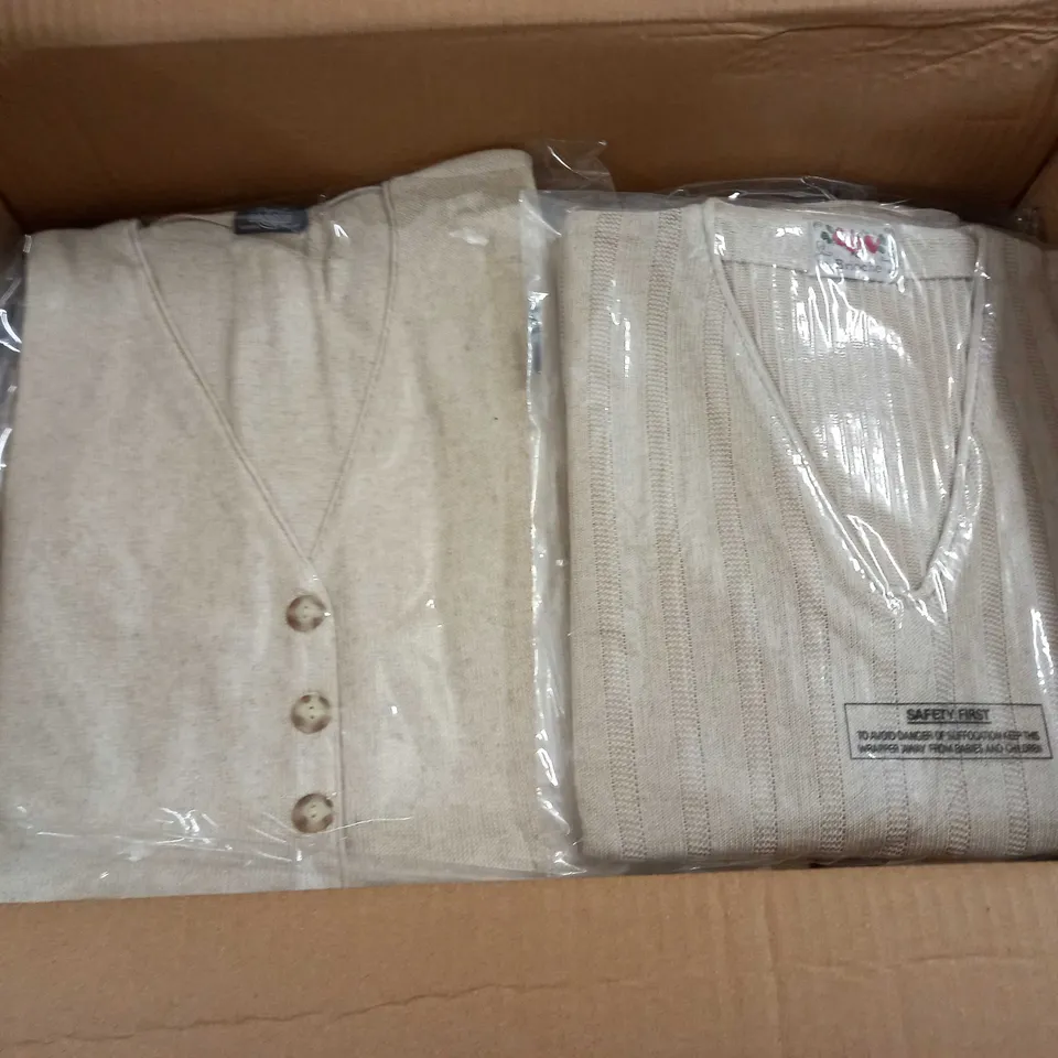 LARGE QUANTITY OF ASSORTED BEIGE CLOTHING ITEMS - VARIOUS SIZES
