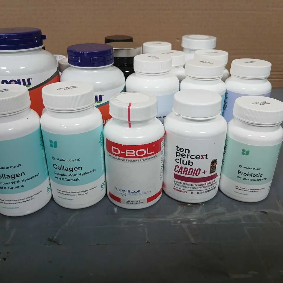 APPROXIMATELY 27 ASSORTED HEALTH & FITNESS SUPPLEMENTS – MAGNESIUM GLYCINATE, COLLAGEN, GLUCOSAMINE, MENOPAUSE, PROBIOTIC, GABA 