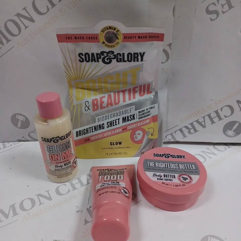 SOAP & GLORY ASSORTED SKINCARE COLLECTION TO INCLUDE HAND FOOD, BODY BUTTER, BRIGHTENING SHEET MASK ETC 