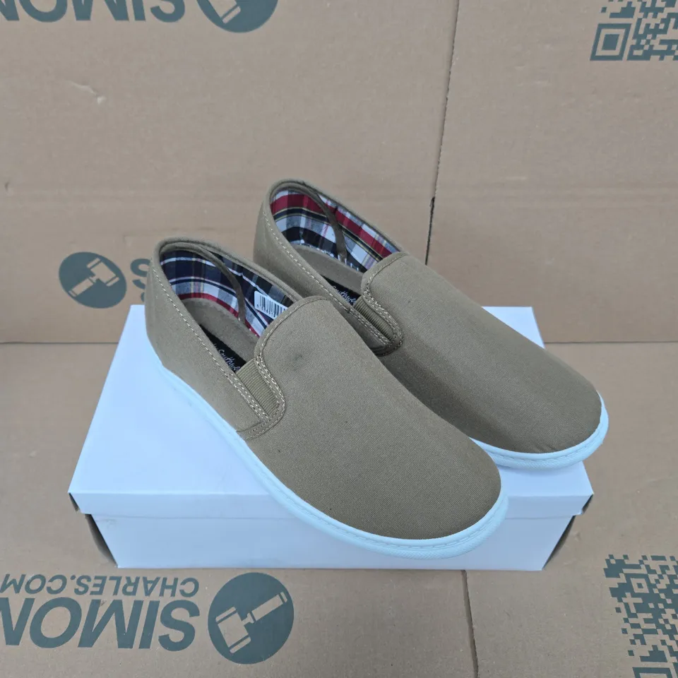 CHARLES SOUTHWELL BRETT TAUPE SLIP-ON SHOES – UK 8