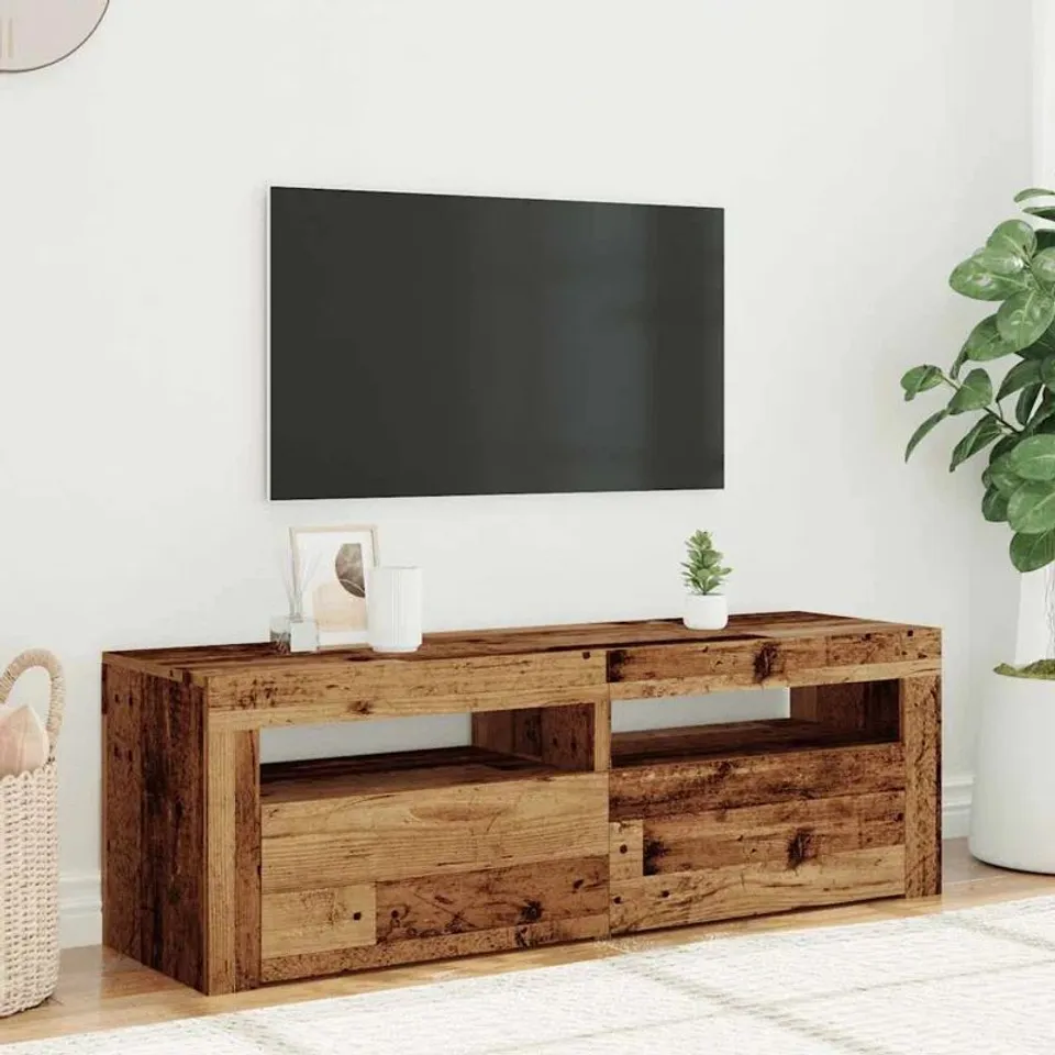 BOXED NATUR PUR TV CABINET WITH LED LIGHTS ARTISAN OAK 120 x 35 x 40cm ENGINEERED WOOD (1 BOX)