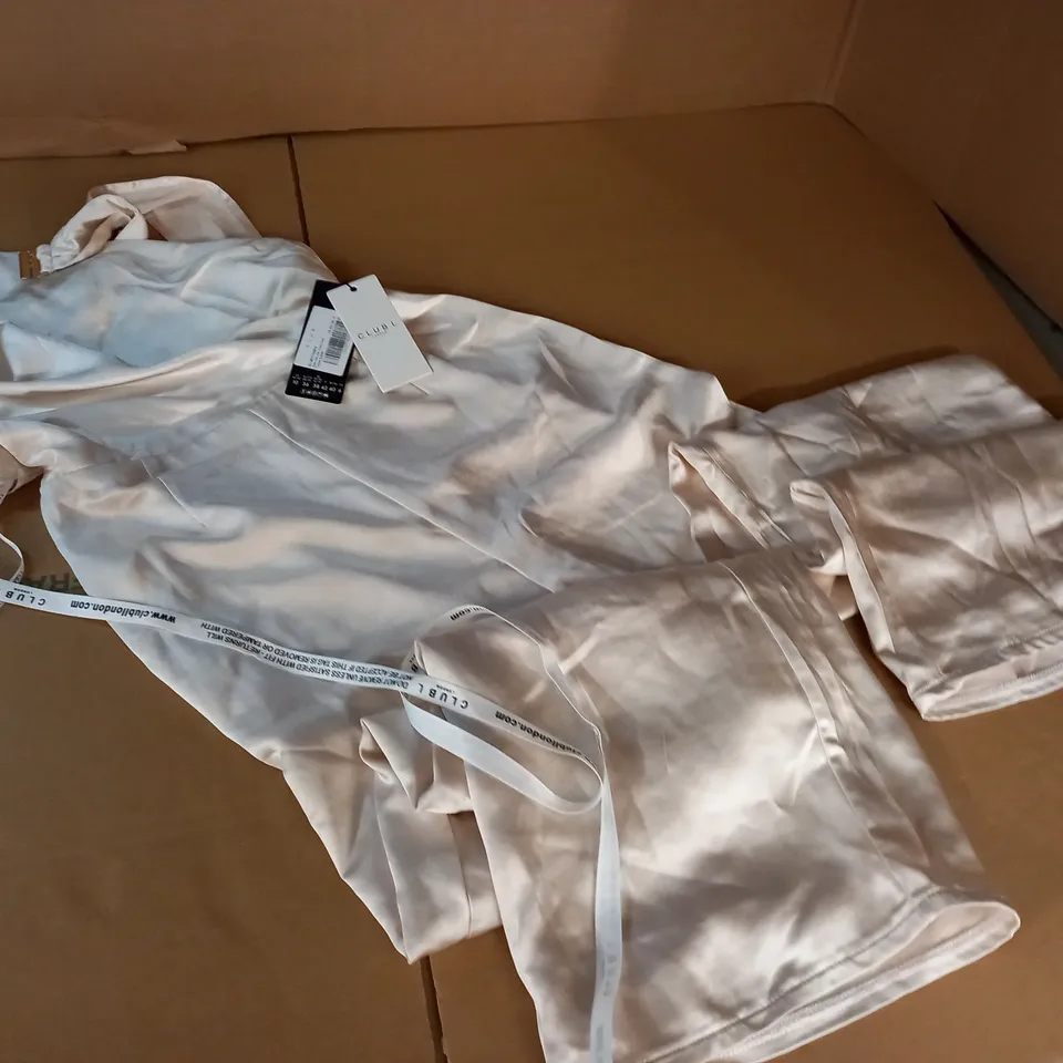 CLUB OF LONDON CREAM HALTER NECK WRAP JUMPSUIT IN CREAM - UK 10