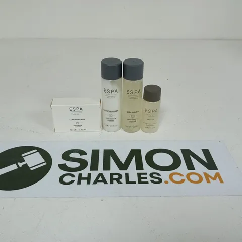 ESPA NATURAL BEAUTY TRAVEL SET: CLEANSING BAR, SHAMPOO, CONDITIONER & BODY WASH (BERGAMOT & JASMINE)