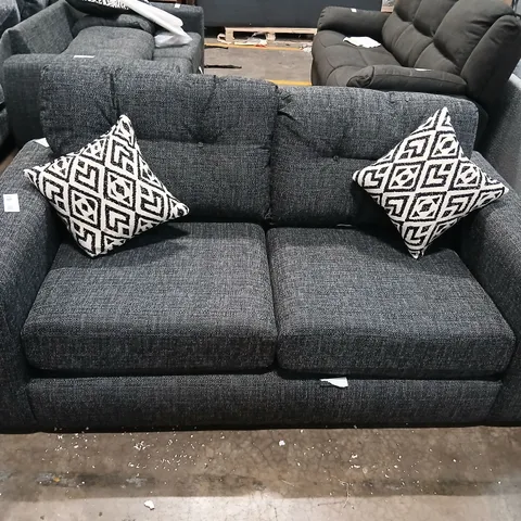 PRENT GREY FABRIC HIGH BACK TWO SEATER SOFA