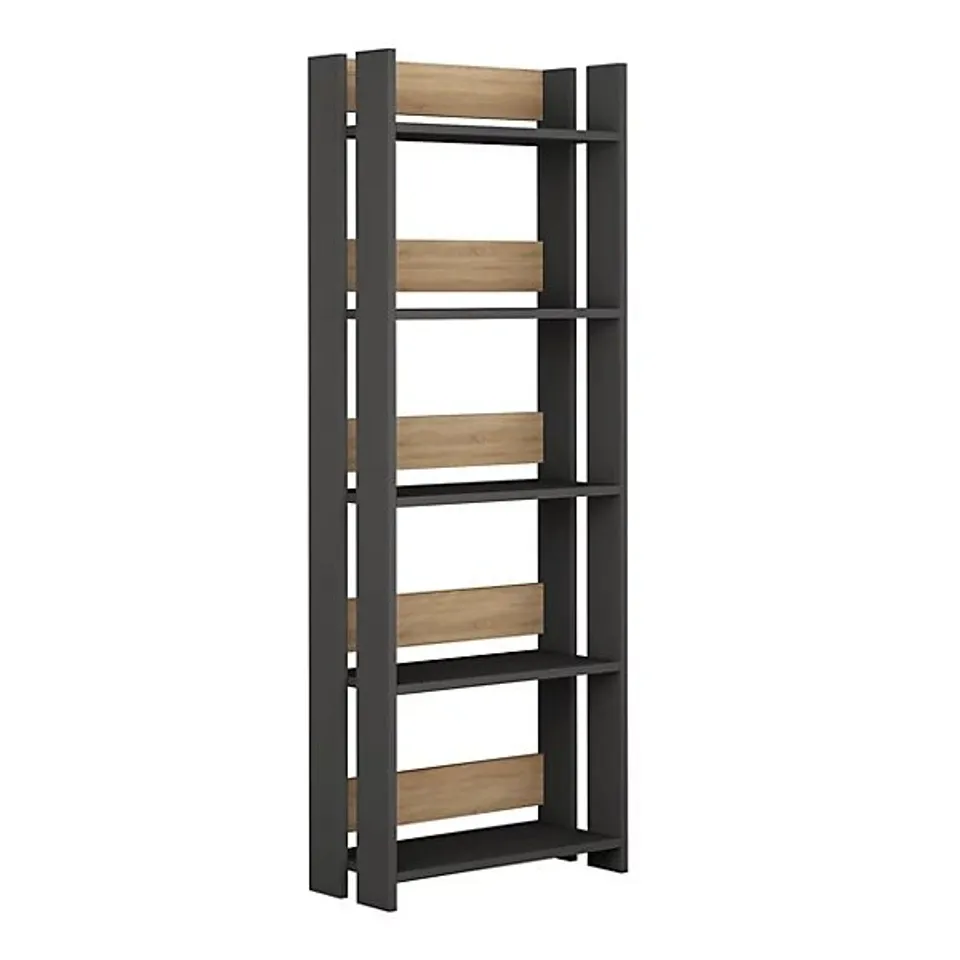BOXED MASSIMO MODERN BOOKCASE DISPLAY UNIT - ANTHRACITE/OAK (1 BOX)